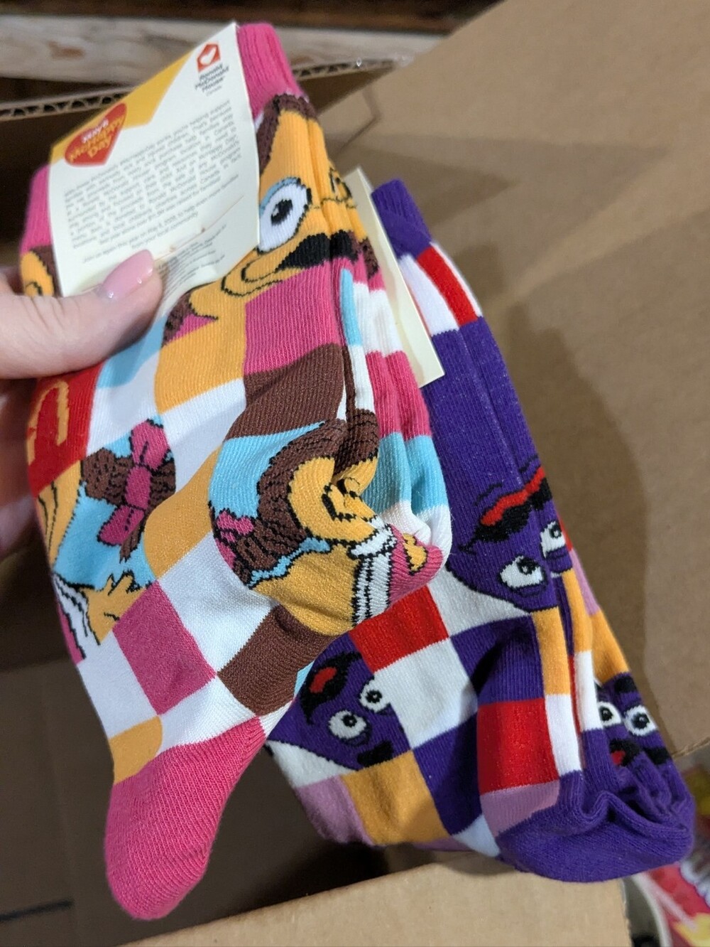 Pair Of McDonald's Socks Grimace Rare Colorblock Character Socks - Pink